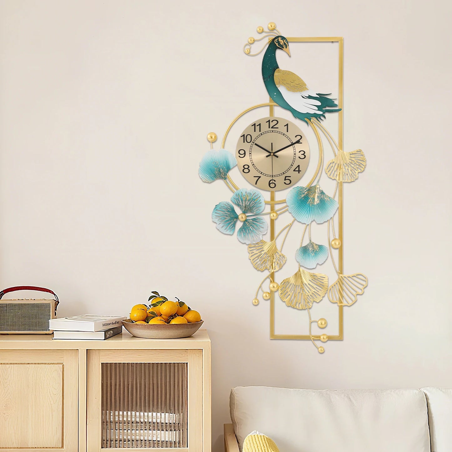 Hign Concerned Peacock Wall Clock Luxury Silent Decor