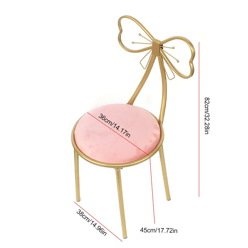 Luxury Minimalist Makeup Vanity Stool with Velvet Cushion in Deep Pink