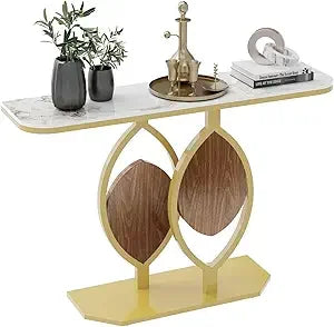 Sintered Stone Console Table With Metal Frame For Entryway