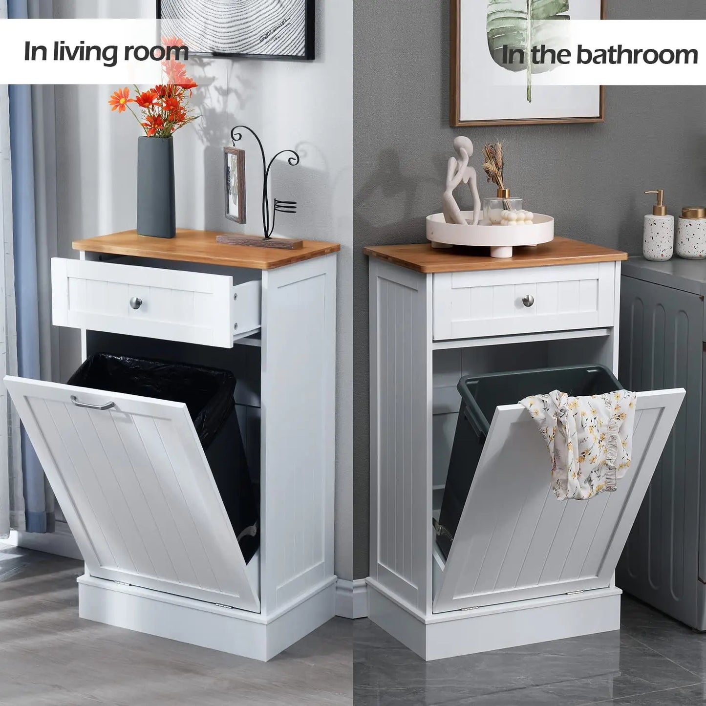 QiaoShiRen Single Tilt Out Trash Cabinet With Cutting Board