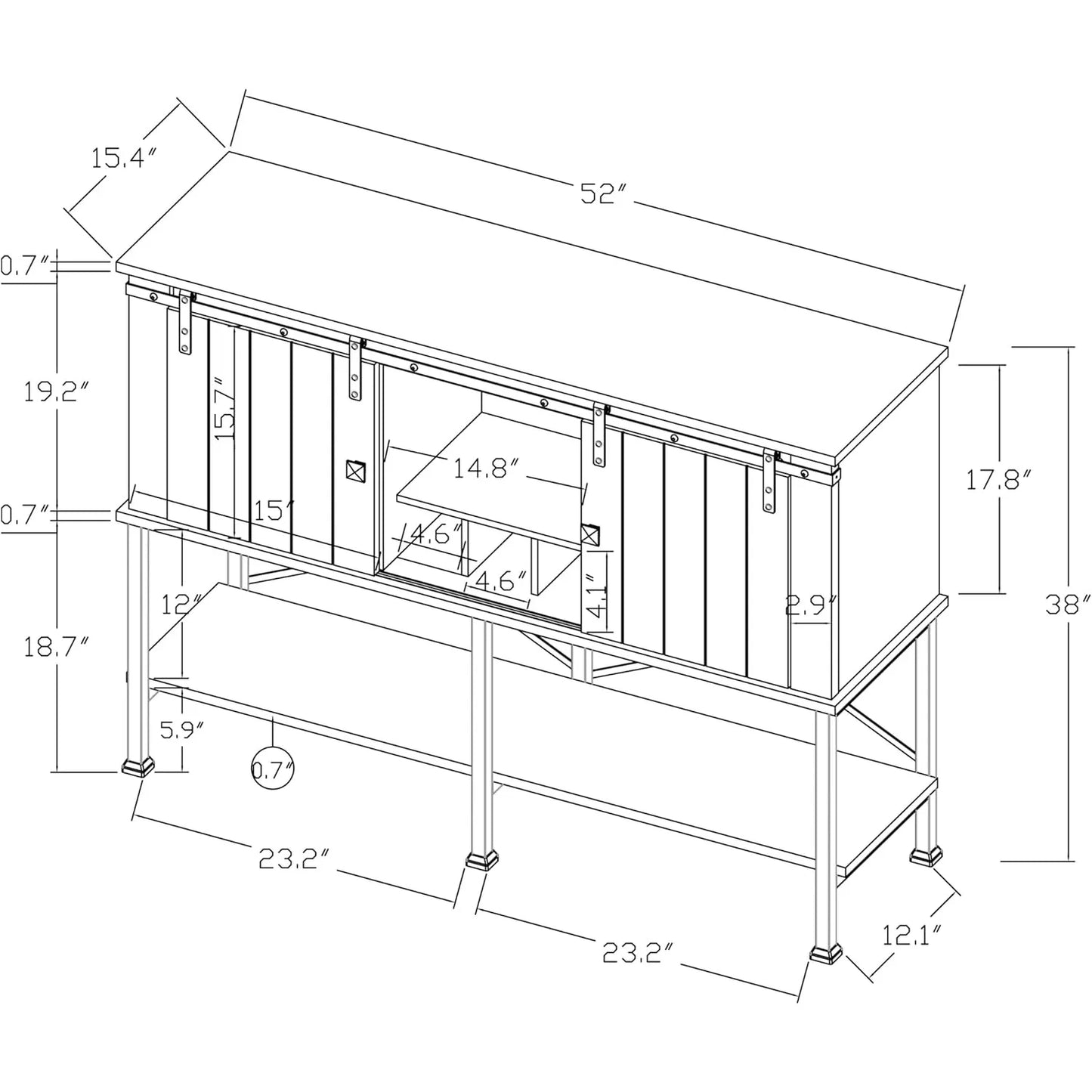Zhendai Wine Cabinet With Sliding Barn Doors Wine Rack