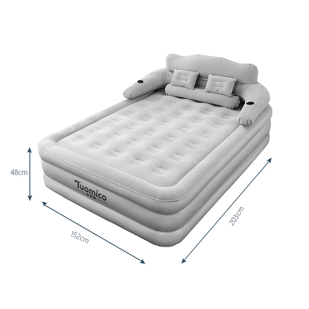 NONECN Inflatable Camping Air Bed With Backrest For Two