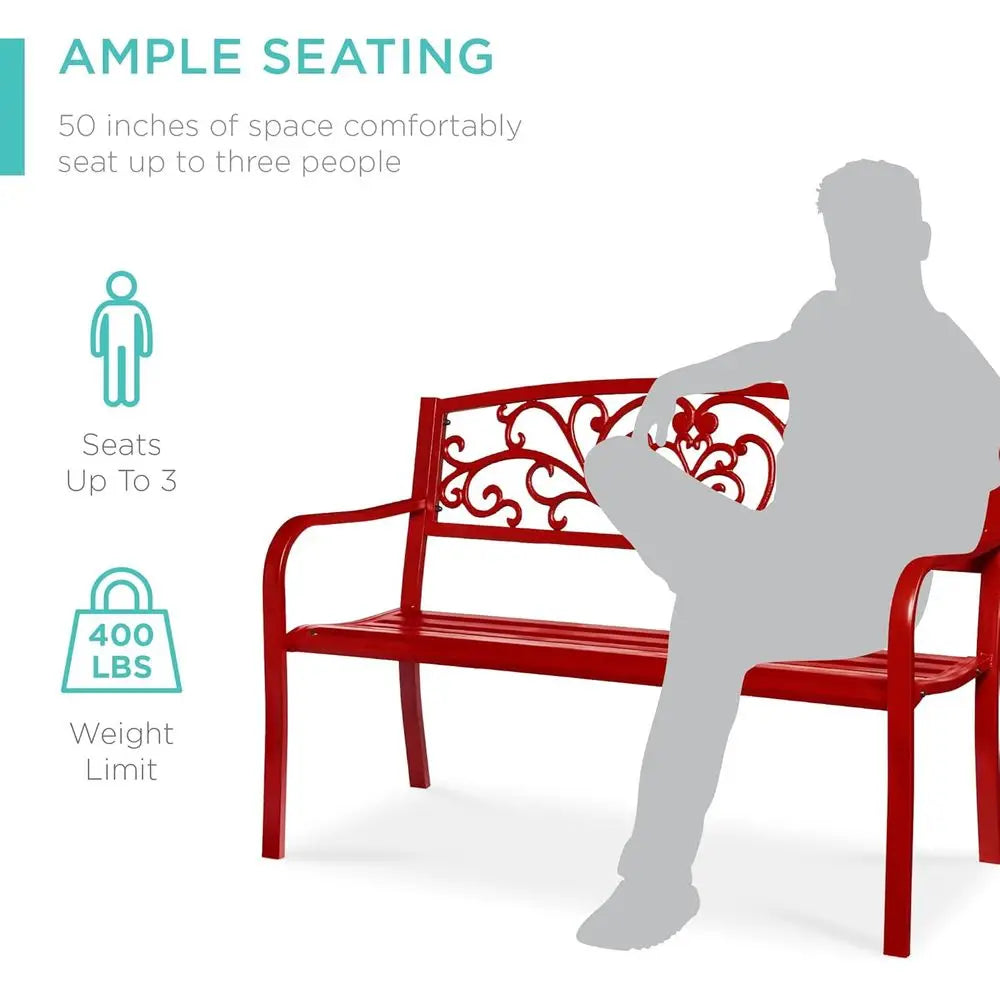 Outdoor Bench With Floral Backrest For Patio