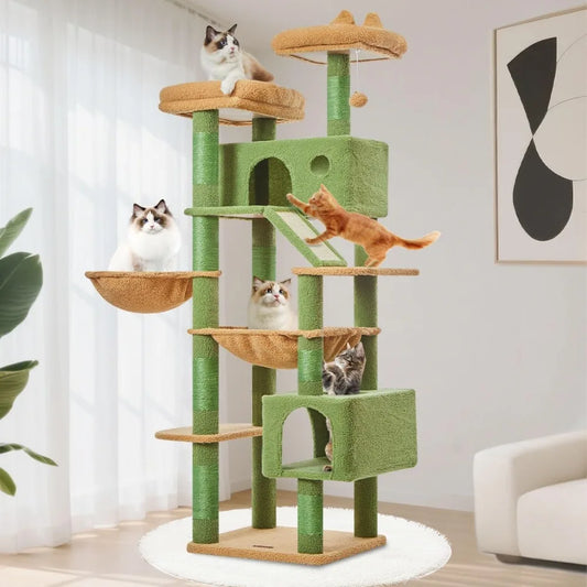 Taoqimiao 71 Inch Multi Level Cactus Cat Tree for Large Indoor Cats