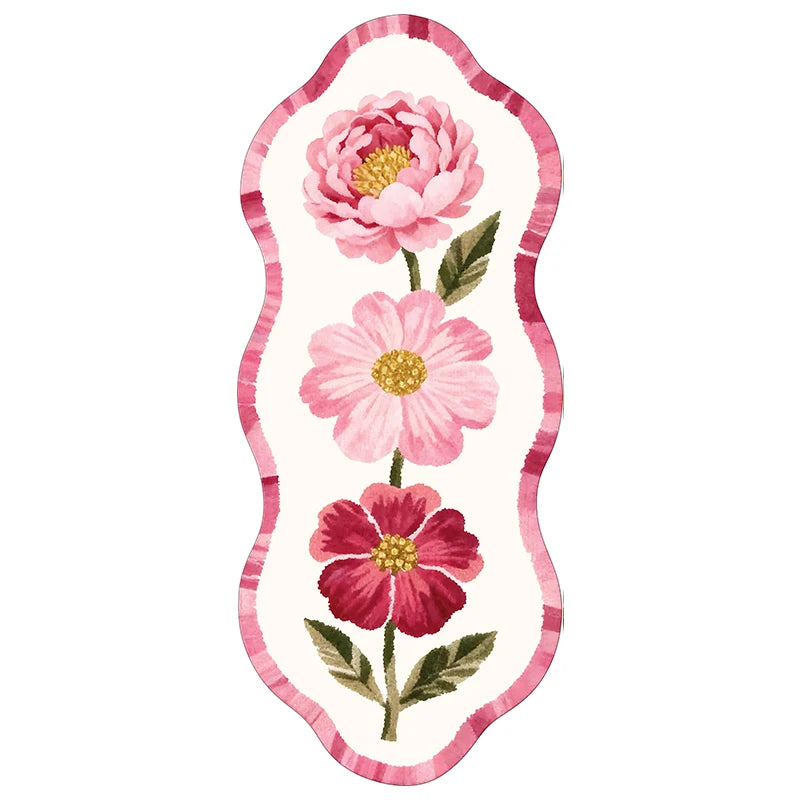 Facaishu Soft Fluffy Bedroom Floor Mat Flower Design Rug