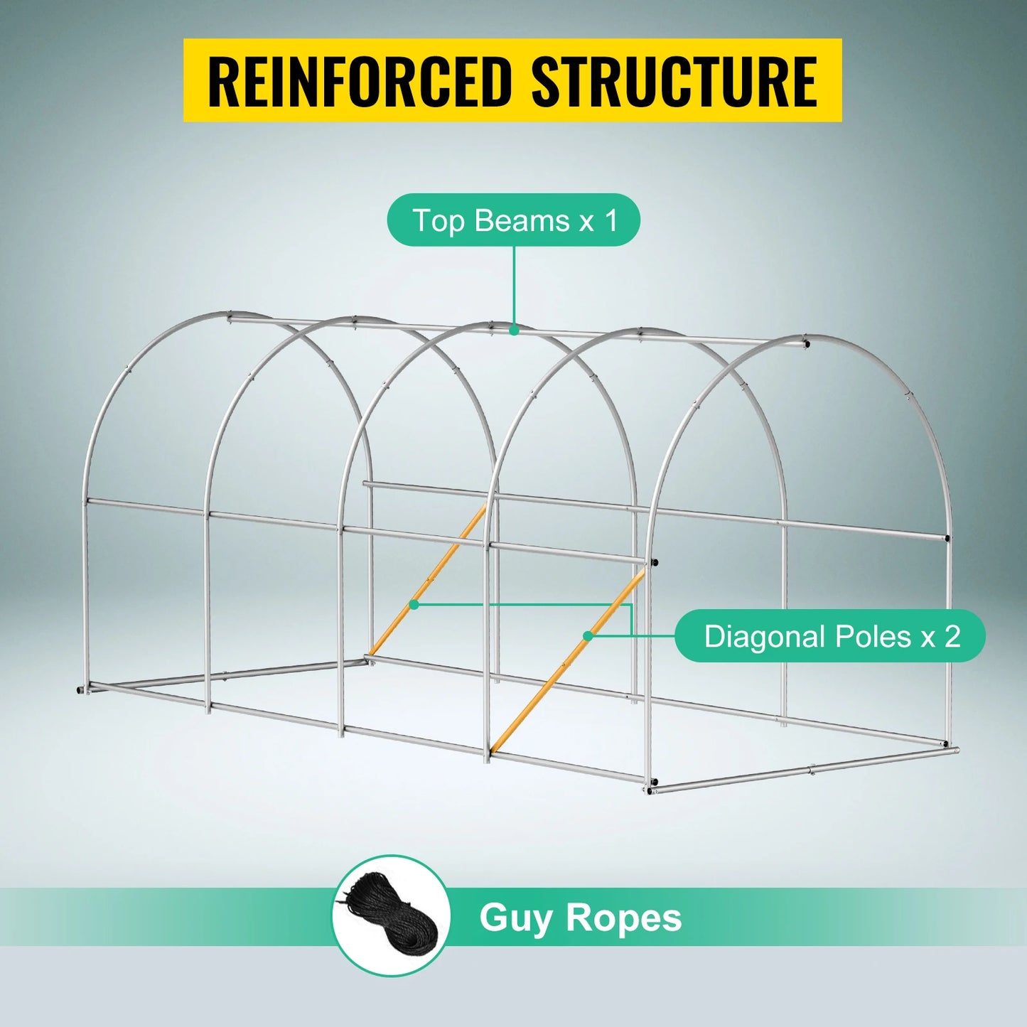 SucceBuy Walk-In Tunnel Greenhouse Galvanized Frame