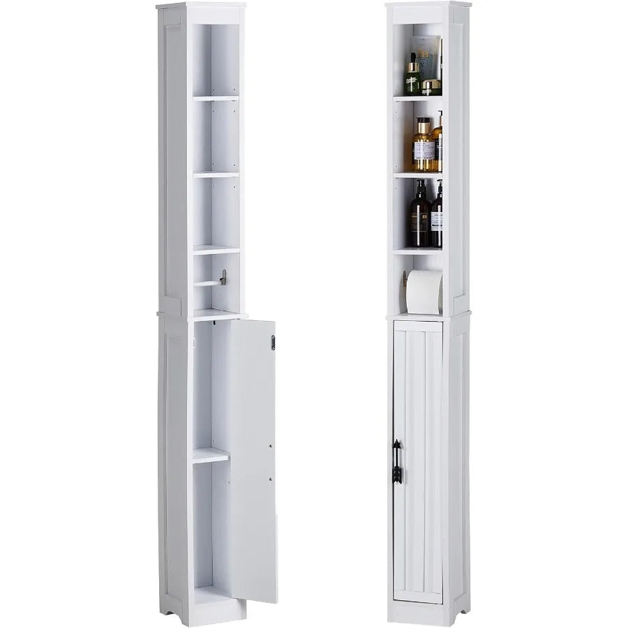 XIUWO Slim Bathroom Storage Cabinet With Adjustable Shelves