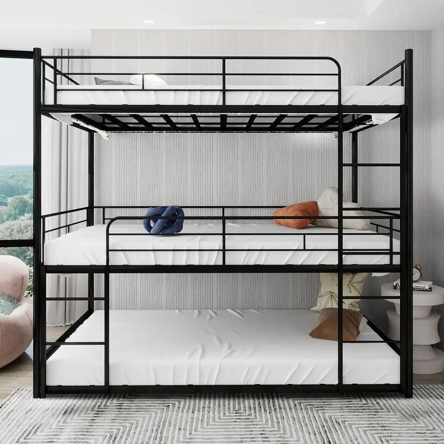MBVM Metal Triple Bunk Bed For Kids SlatSupport Plus