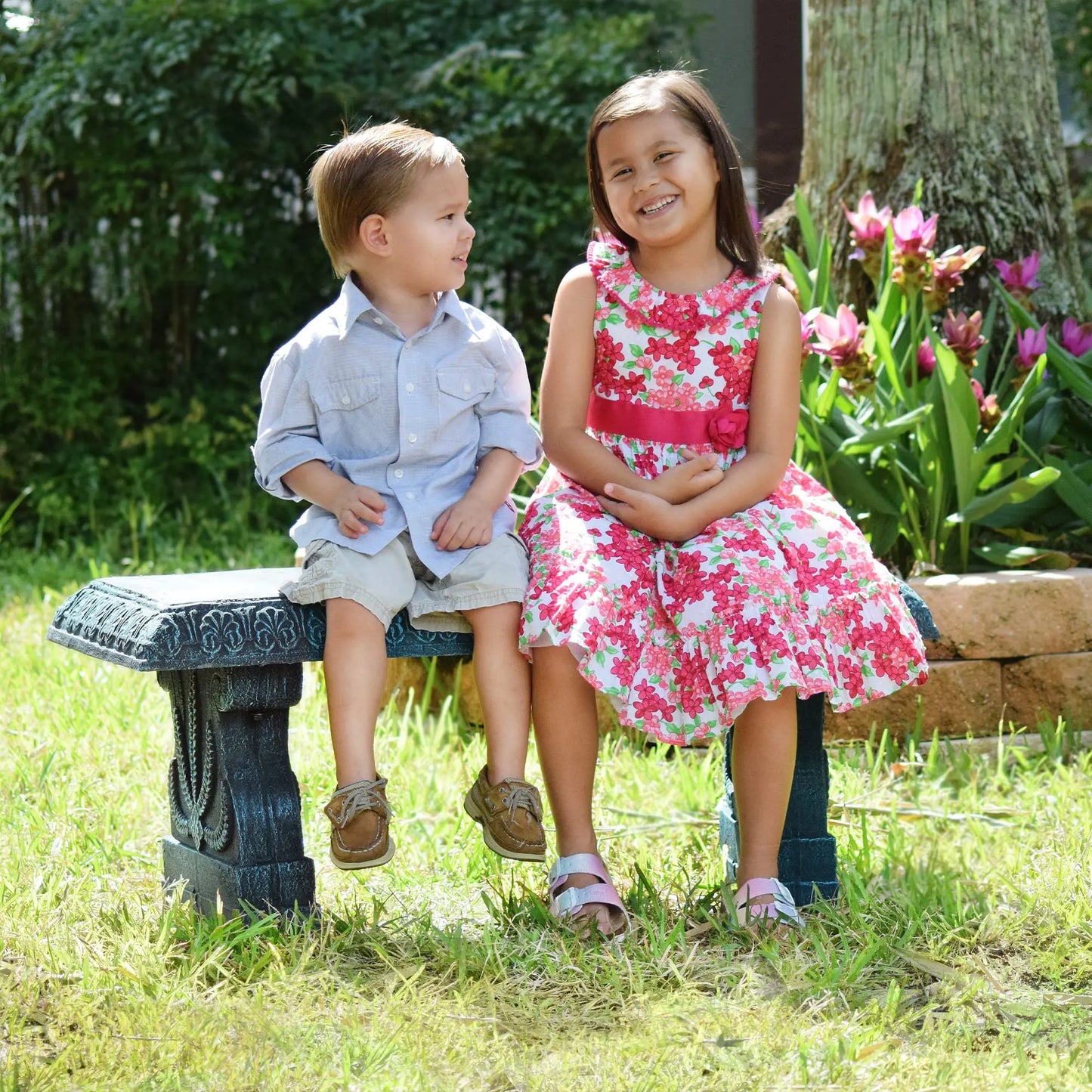 Outdoor Fiberclay Garden Bench for Patio and Park Lightweight