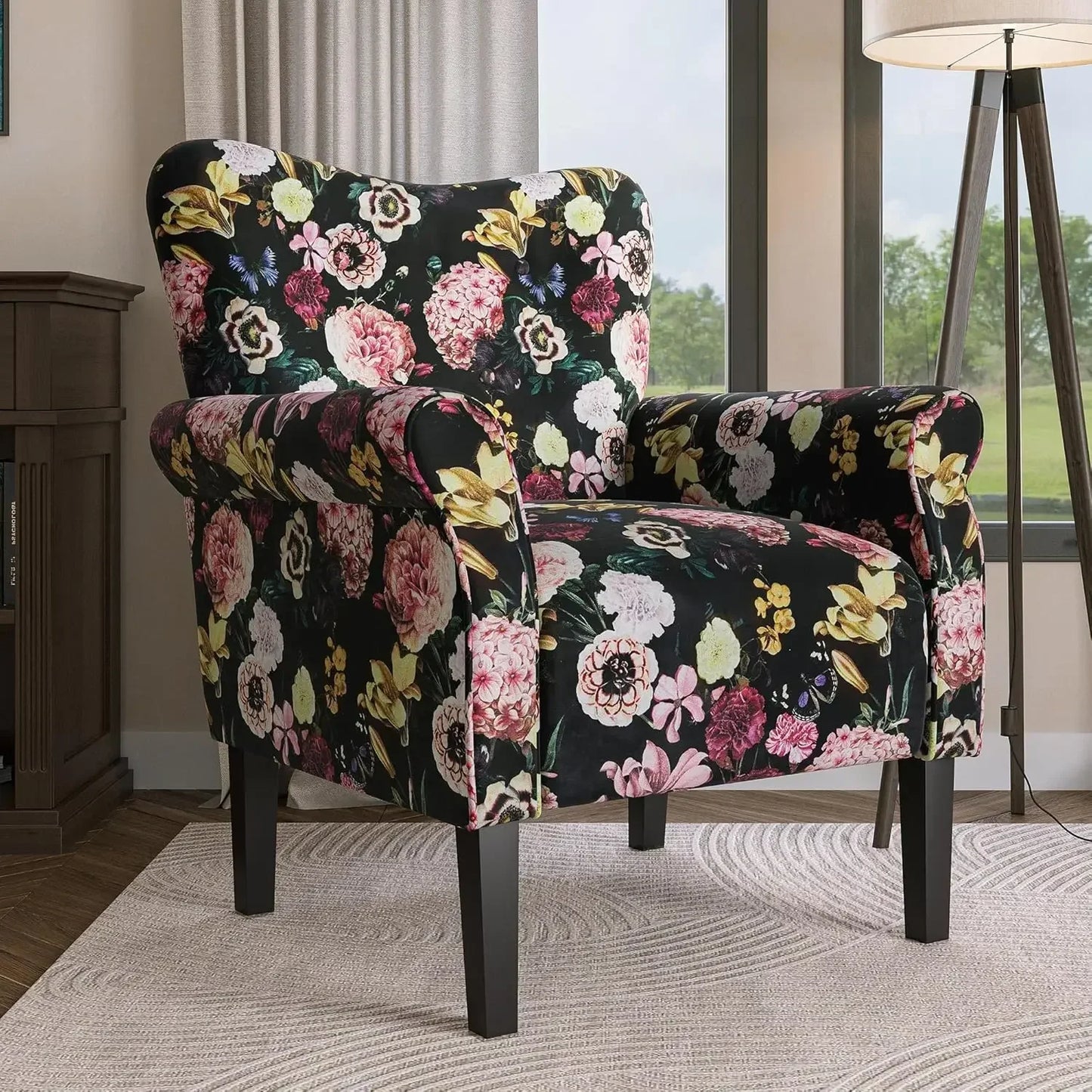 Allston Modern Accent Chair Wingback Upholstered Armchair Living Room