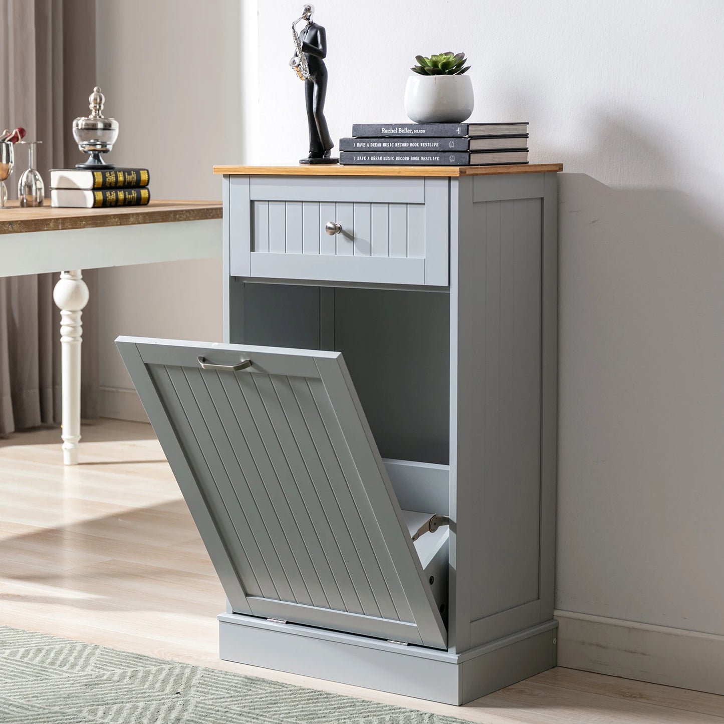QiaoShiRen Single Tilt Out Trash Cabinet With Cutting Board