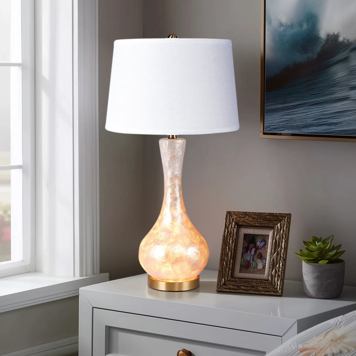 Luxury Opal Glass Table Lamp for Bedroom Living Room Lights