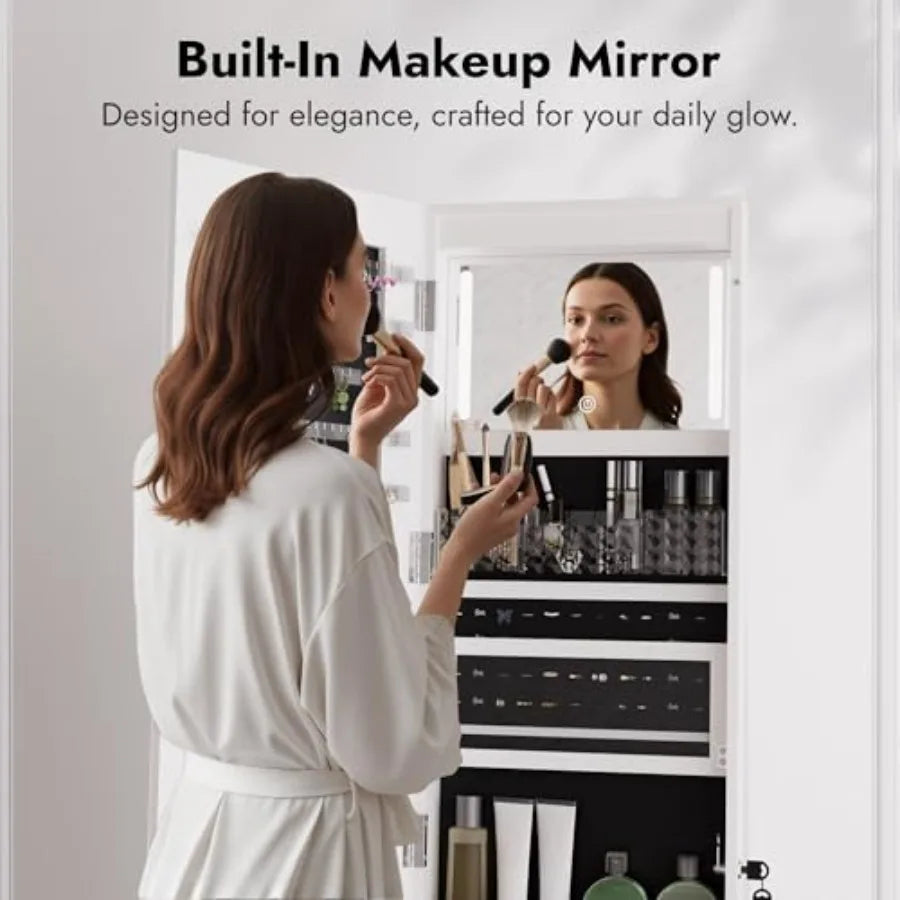 Led Mirror Jewelry Armoire Freestanding Display Storage Cabinet Unit