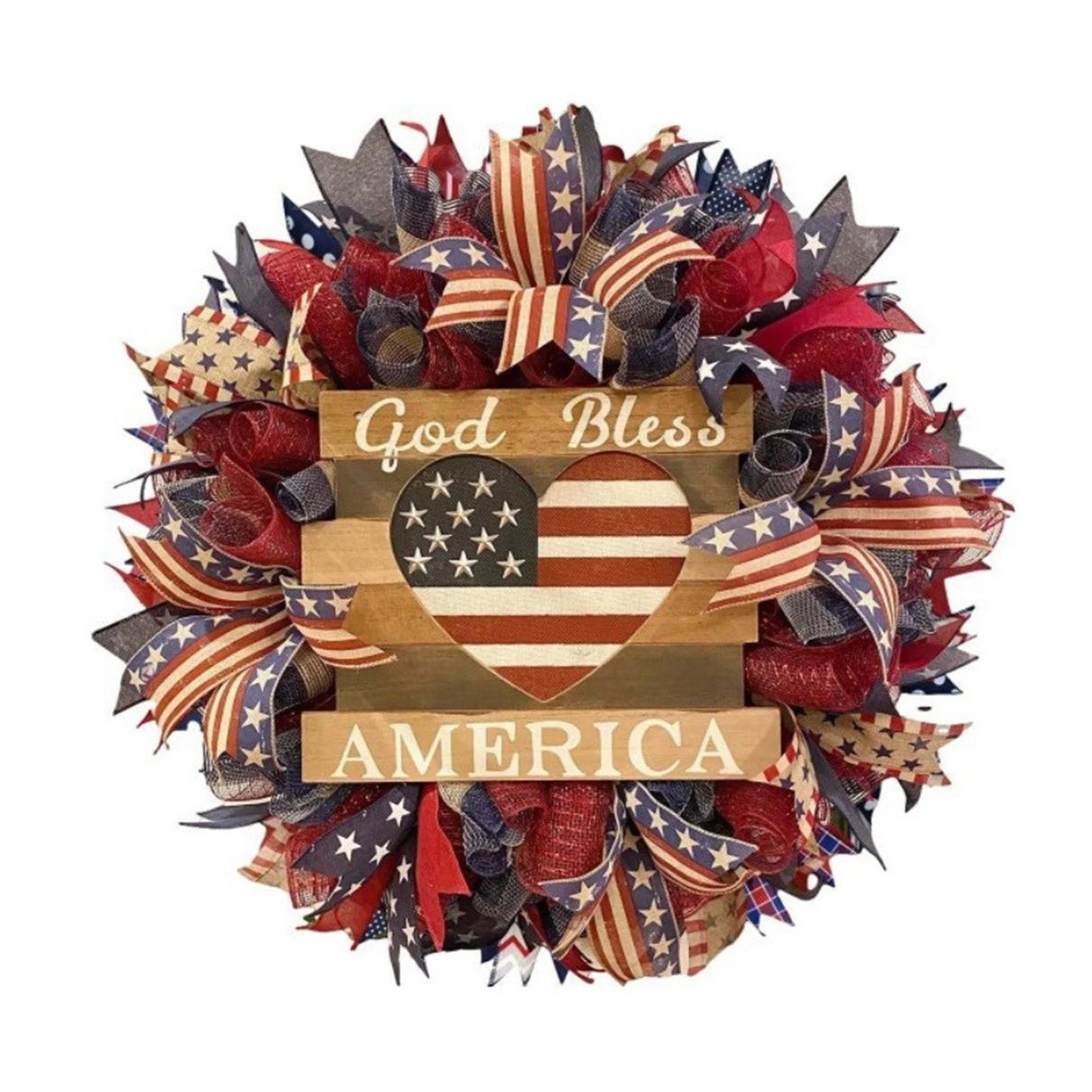 APWIKOGER Patriotic Wreath for Front Door Wooden Decor