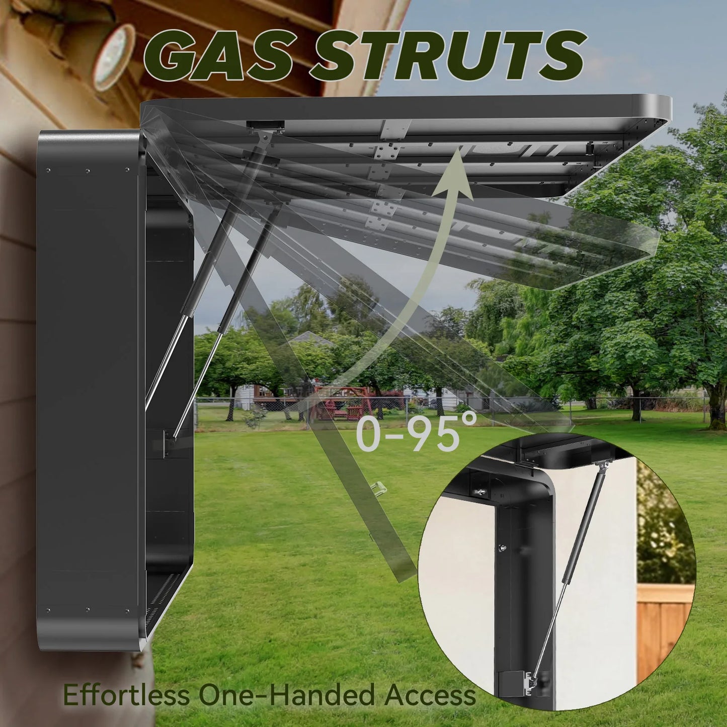 Outdoor TV Enclosure Waterproof Weatherproof Metal Cabinet Gas Struts