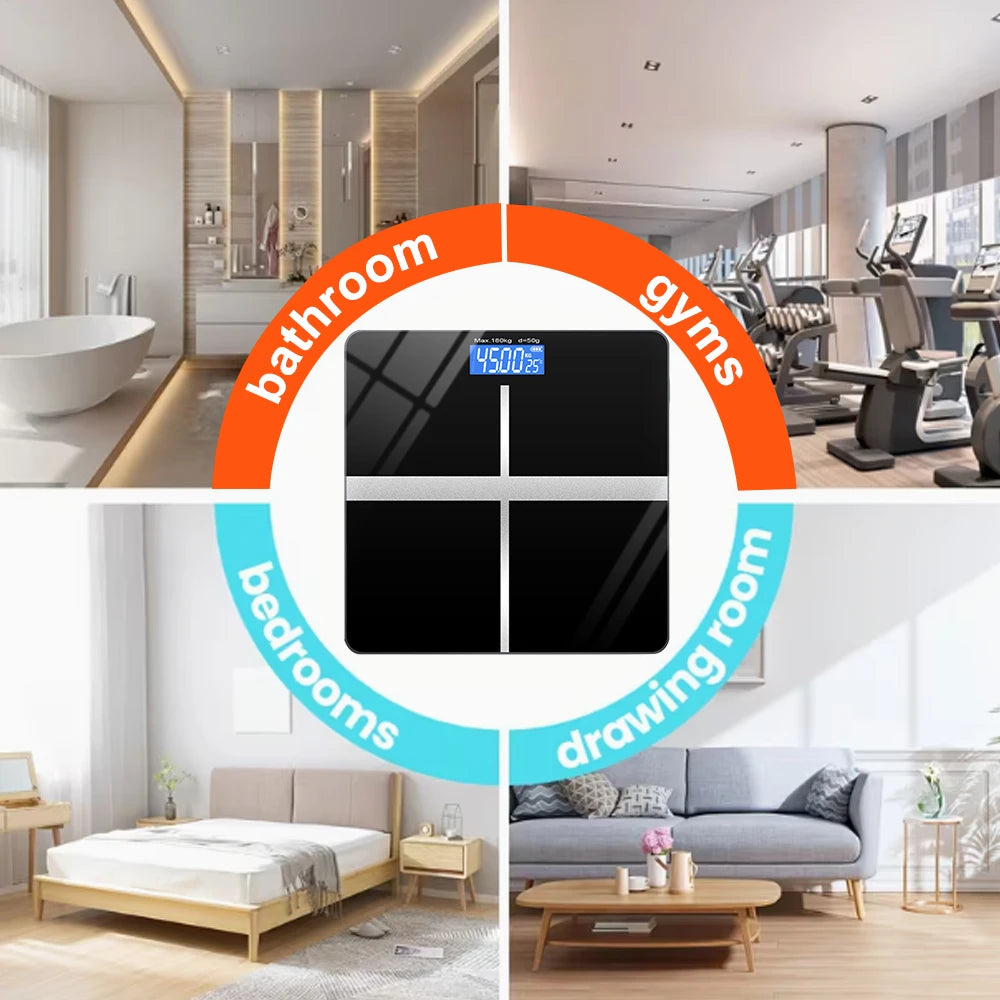 ZNLYRION Digital Bathroom Scale With LCD Display Tempered Glass