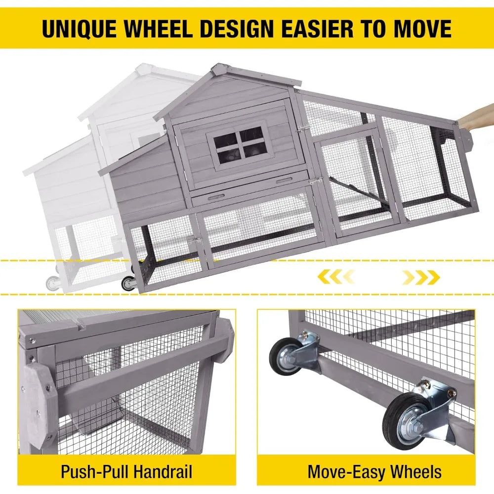 Mobile Chicken Coop With Wheels Outdoor Backyard