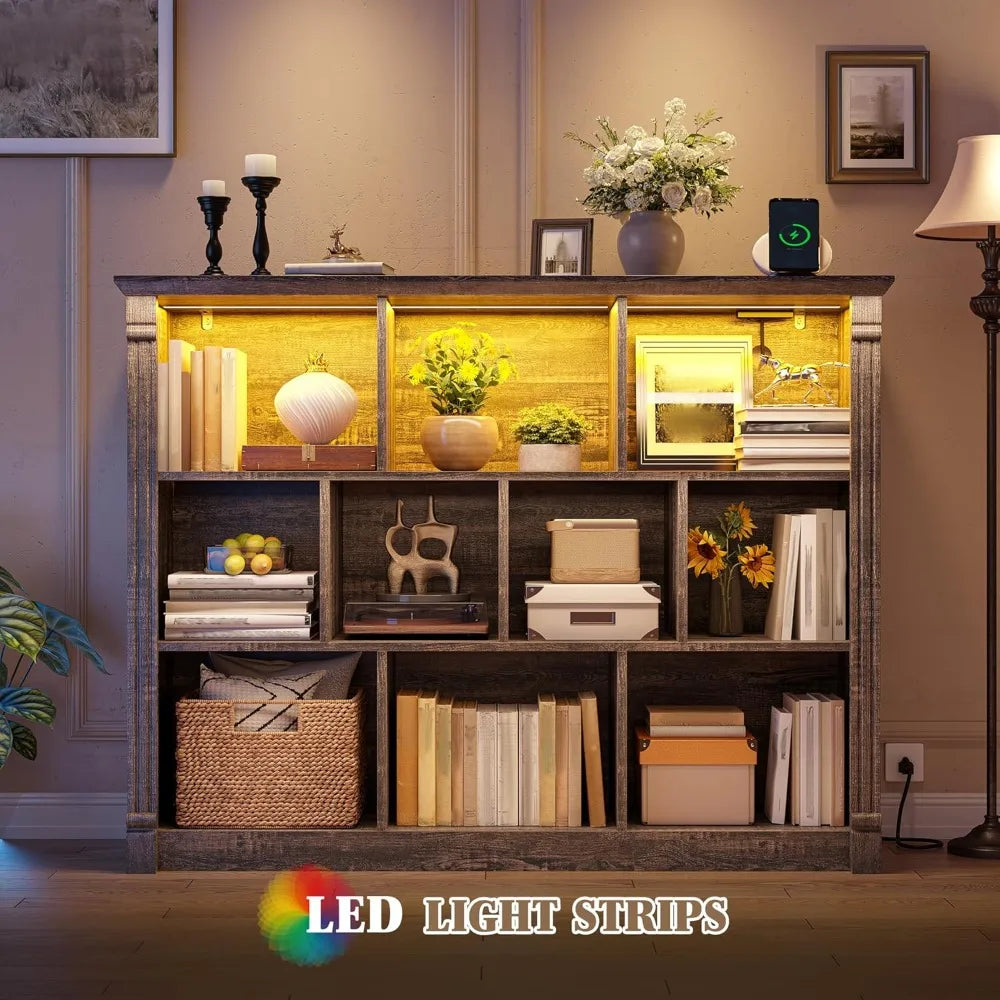 10 Cube Storage Organizer with LED Light and Charging Station for Home and Office