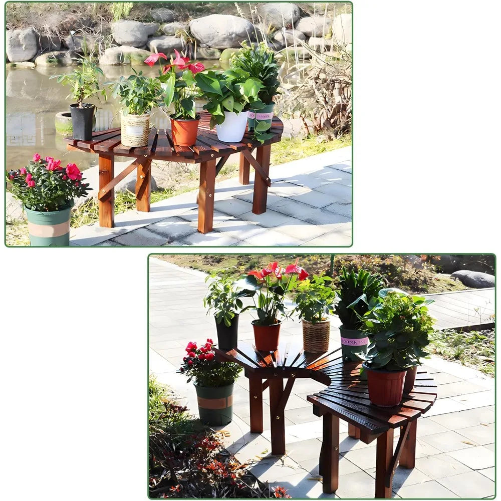 Wrap Around Tree Bench Outdoor Curved Wooden Seat Backrest