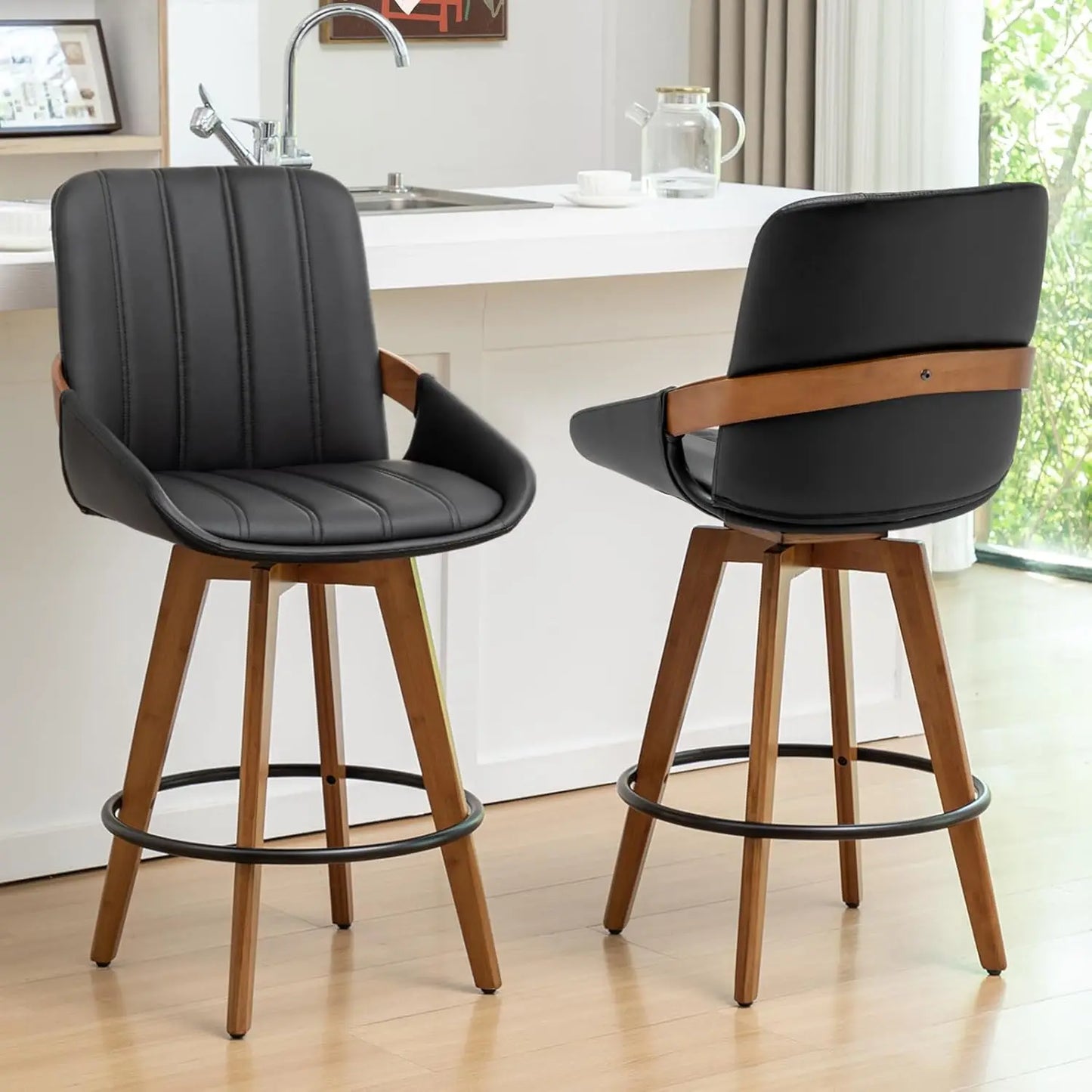 ZHENDAI Mid Century Swivel Bar Stools For Home Bar