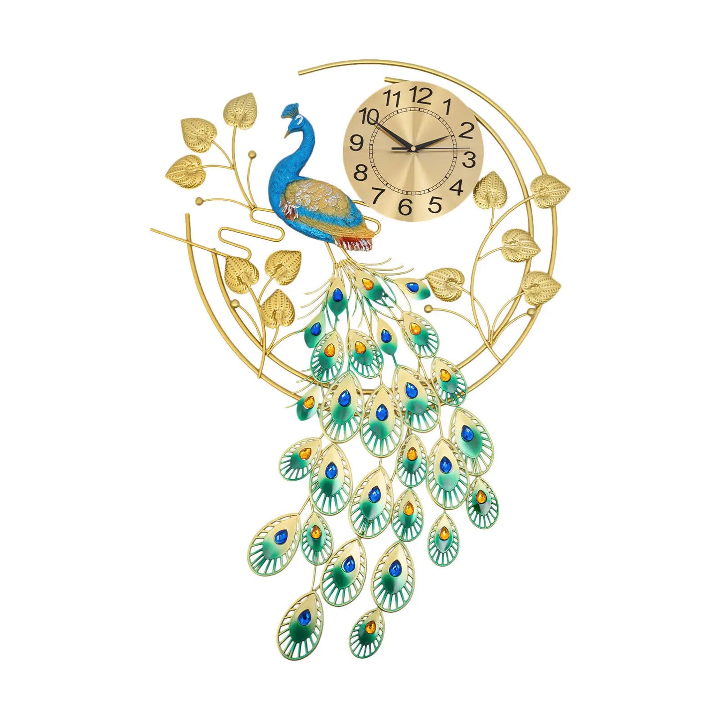 Luxury Peacock 3D Metal Wall Clock For Living Room