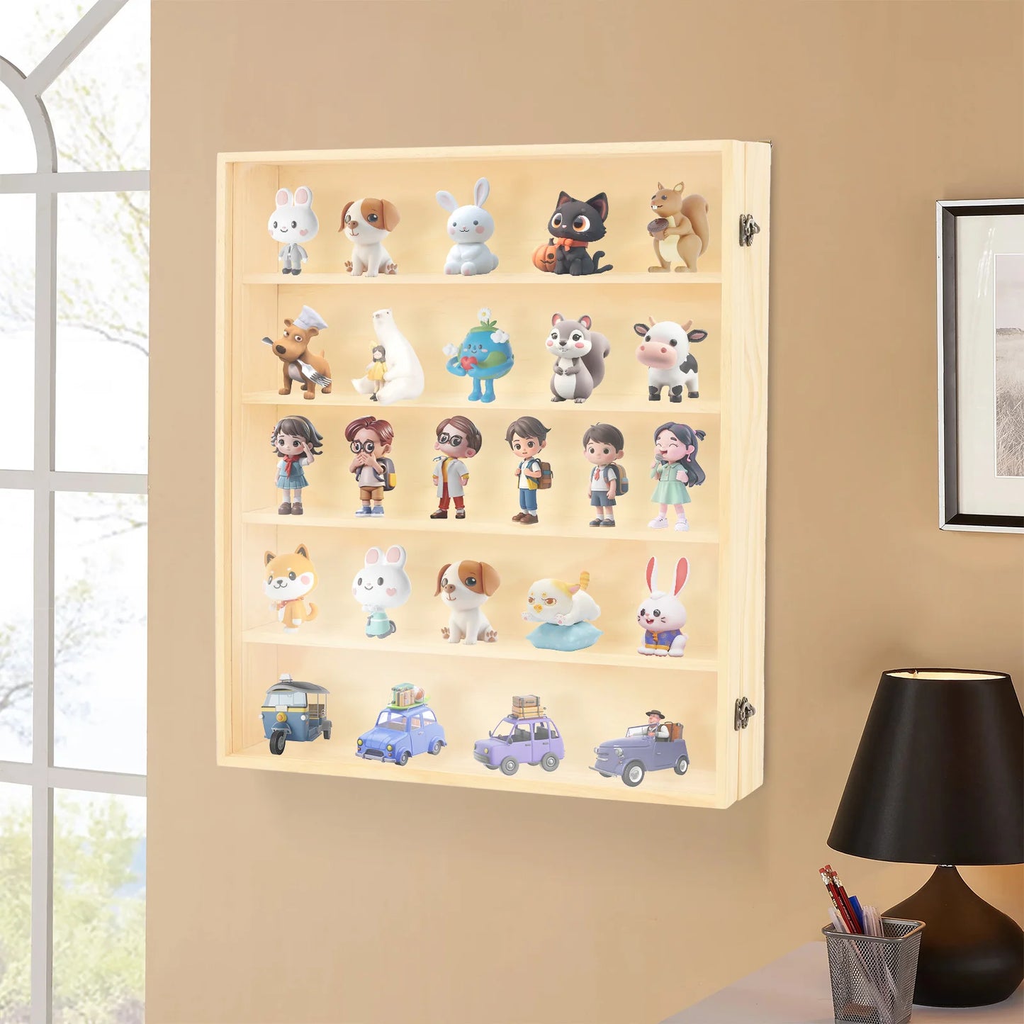 Bymaocar 5 Tier Wall Mounted Display Cabinet Action Figures