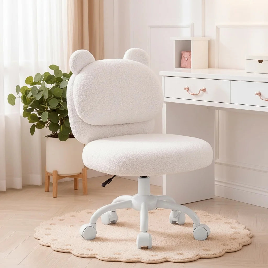 K Kyspho Faux Fur Bear Backrest Office Chair