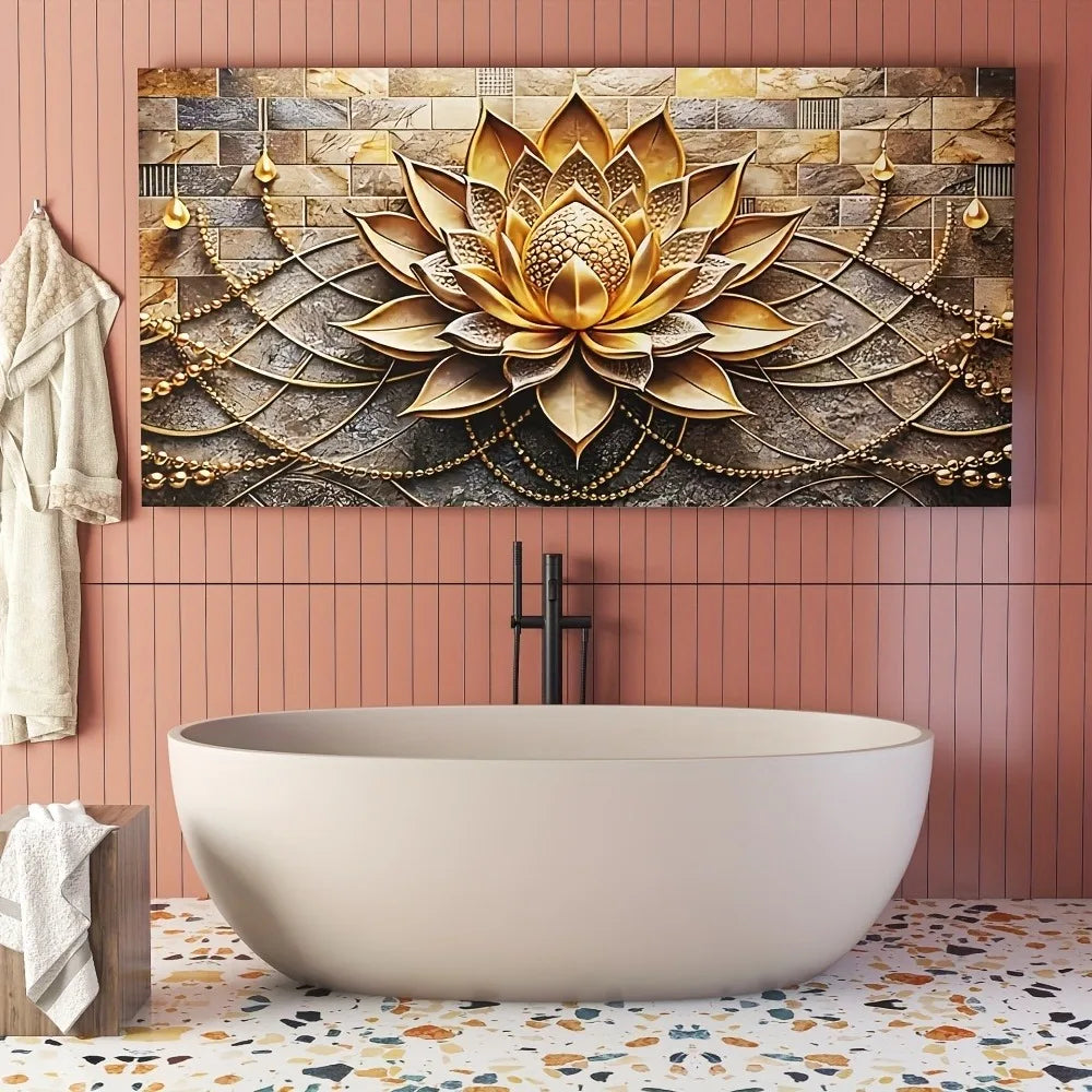 Modern Abstract Black Gold Floral Canvas Art for Elegant Interior Decor