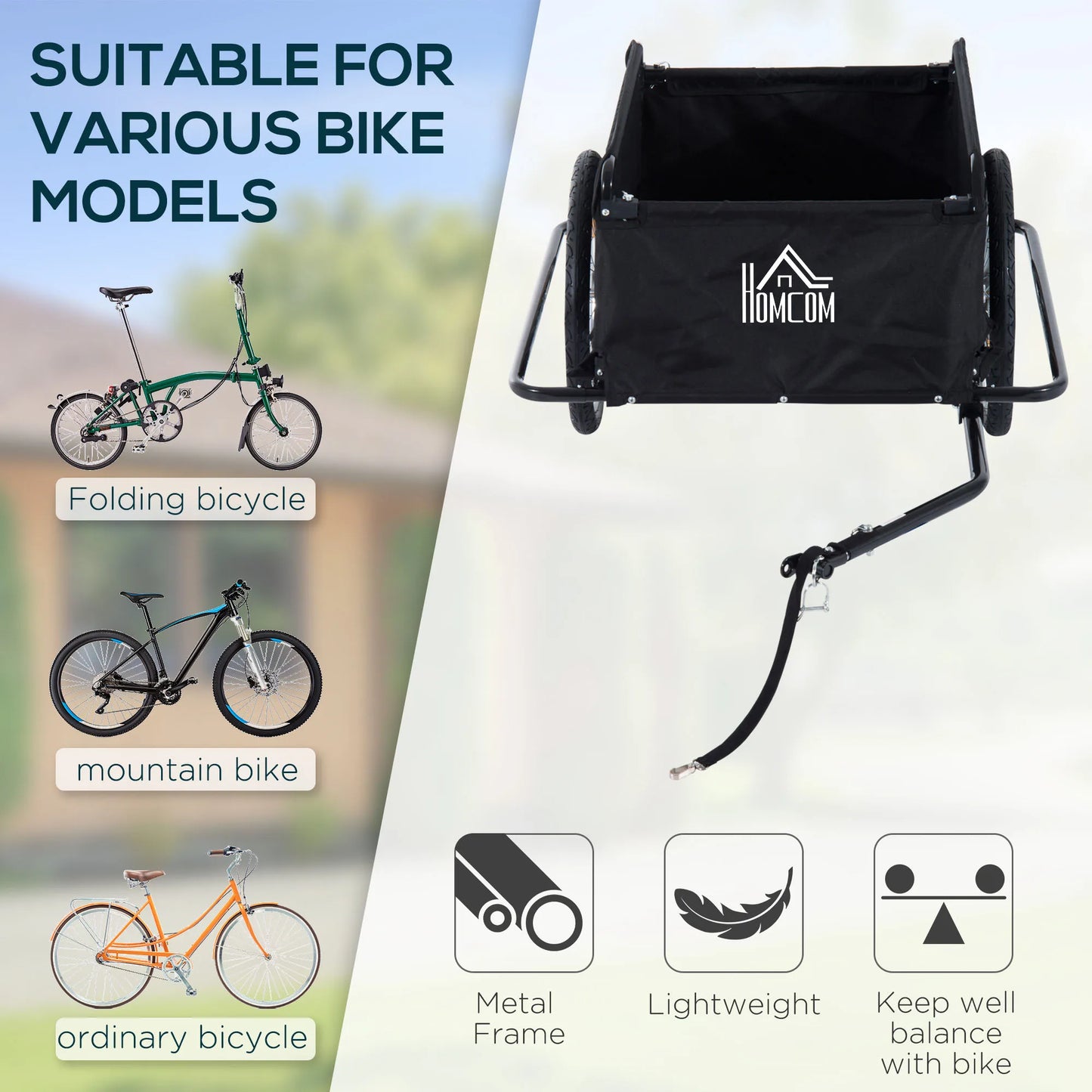 Aosom Elite Two-Wheel Bicycle Cargo Wagon Trailer with Folding Storage