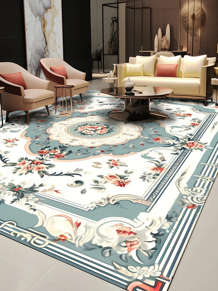 Pastoral Style Polyester Floor Rug for Living Room Bedroom
