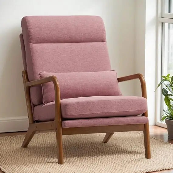 Mid Century Modern Accent Chair with Pillow Upholstered Lounge Armchair