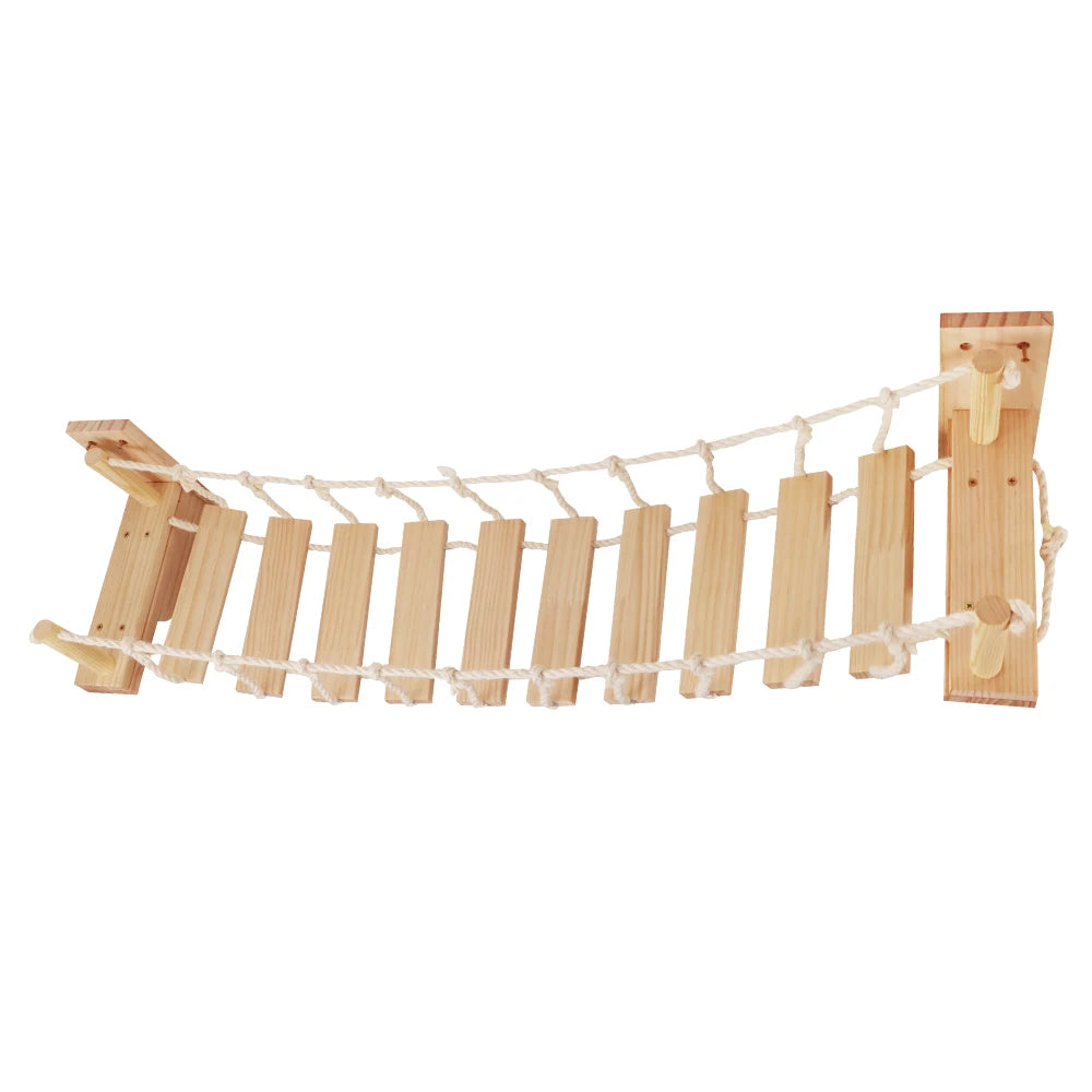 PETRAVELCN Wall Mounted Cat Bridge With Sisal Wood Steps