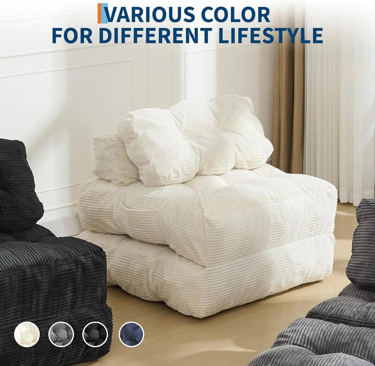 HiMISS Folding Sofa Bed With Back Support Living Room