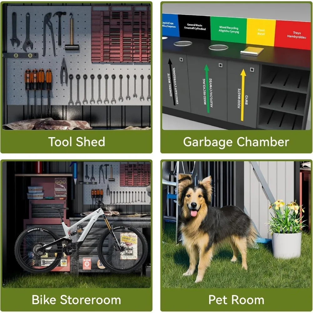 Feature CorrosionResistantSteel Garden Shed Lockable Doors Sloped Roof Weatherproof