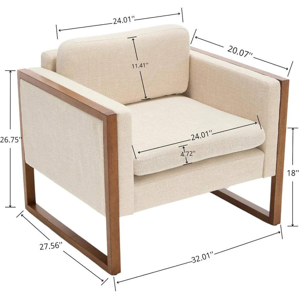 DAFIFY French Country Linen Accent Club Armchair Set