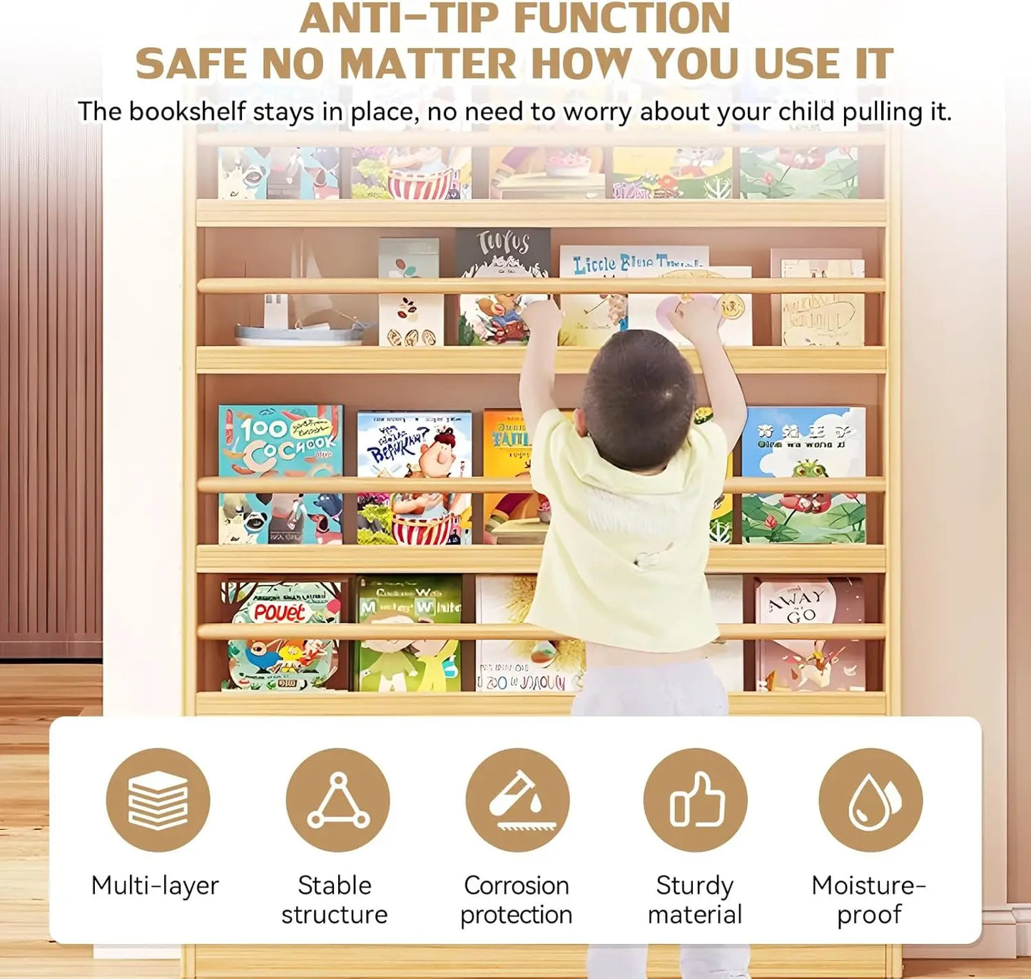 High-Concerned Behind Door Bookshelf 6-Tier Wall Organizer