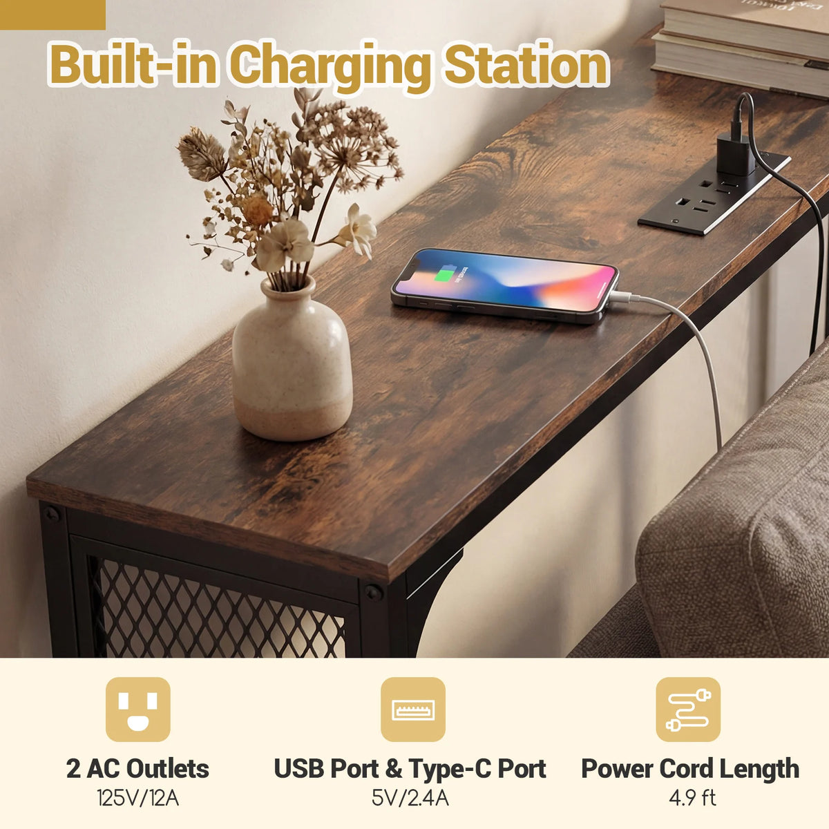 HOMASIS Console Table With Power Outlet For Hallway Foyer