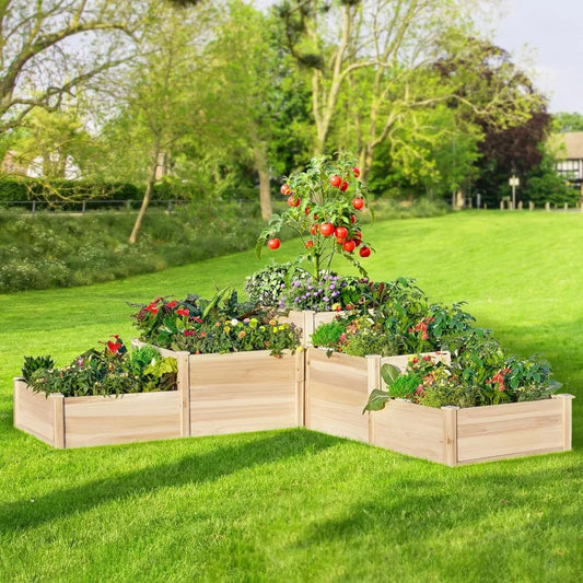 Amerlife 3-Tier Raised Garden Bed Outdoor Planter Box with Cedar Legs