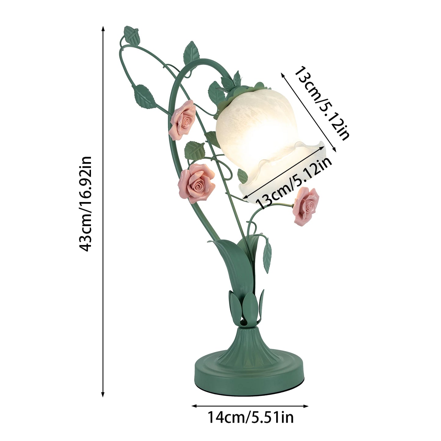 Modern Stained Glass Flower Table Lamp With Switch