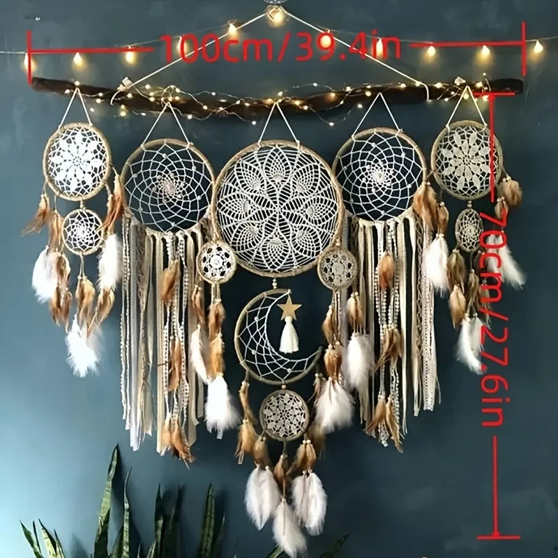 Handcrafted Dream Catcher Moon Sun Bohemian Textile Wall Decor