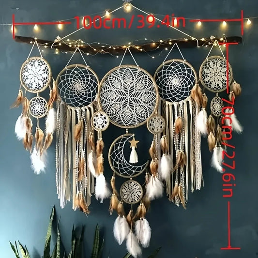 Handcrafted Dream Catcher Moon Sun Bohemian Textile Wall Decor