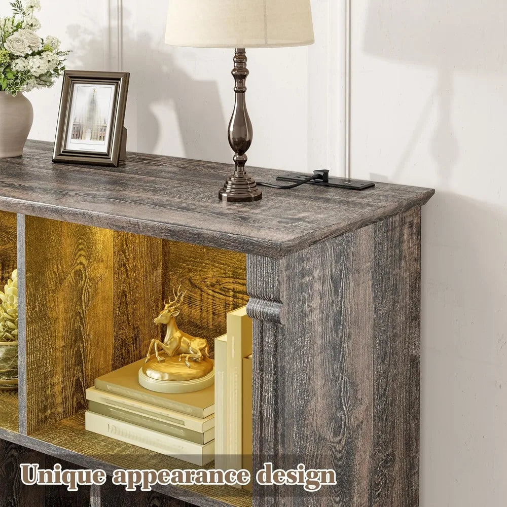 10 Cube Storage Organizer with LED Light and Charging Station for Home and Office