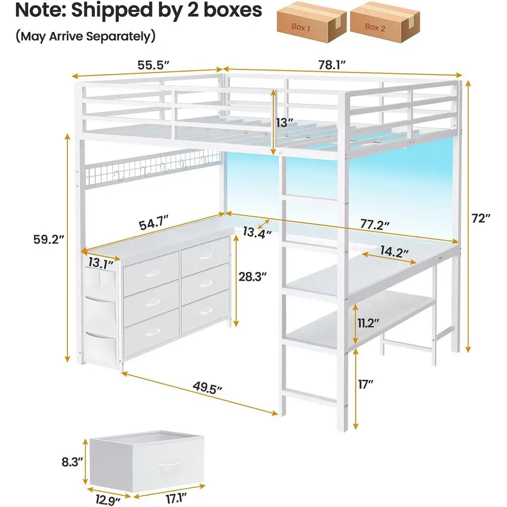 Adorneve Bedroom With U Shaped Desk And LED Storage