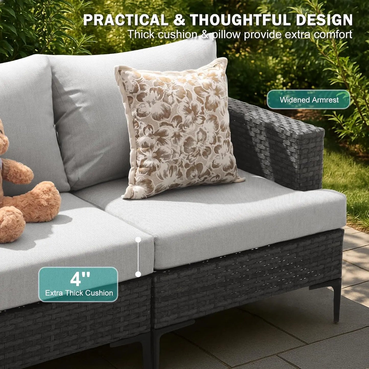 Luxury Outdoor Patio Furniture Set With Fire Pit Table