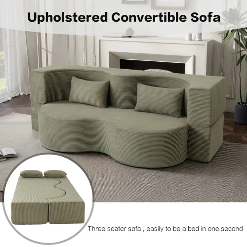 Memory Foam Sofa Bed Foldable With Faux Fur Upholstery
