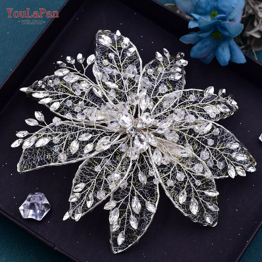 YouLaPan Bride Forehead Rhinestone Headband for Weddings