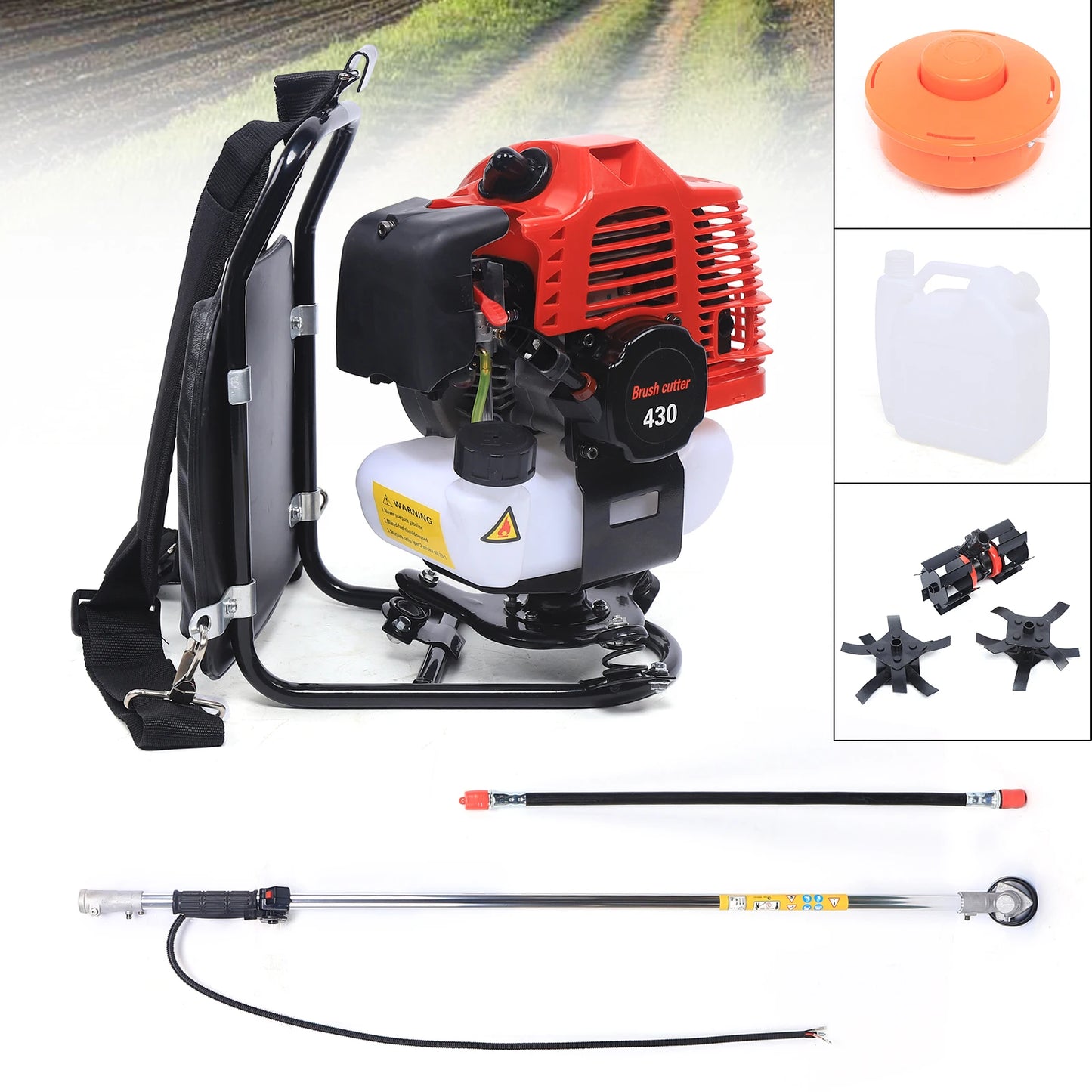43CC 2 Stroke Backpack Tiller Cultivator Efficient Lawn Mower Grass Trimmer