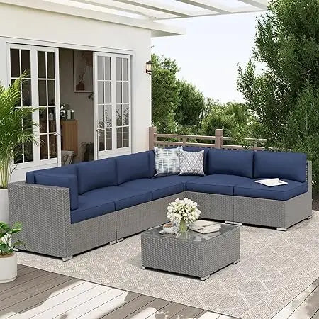 Outdoor Patio Furniture Set With Glass Top Table Cushions