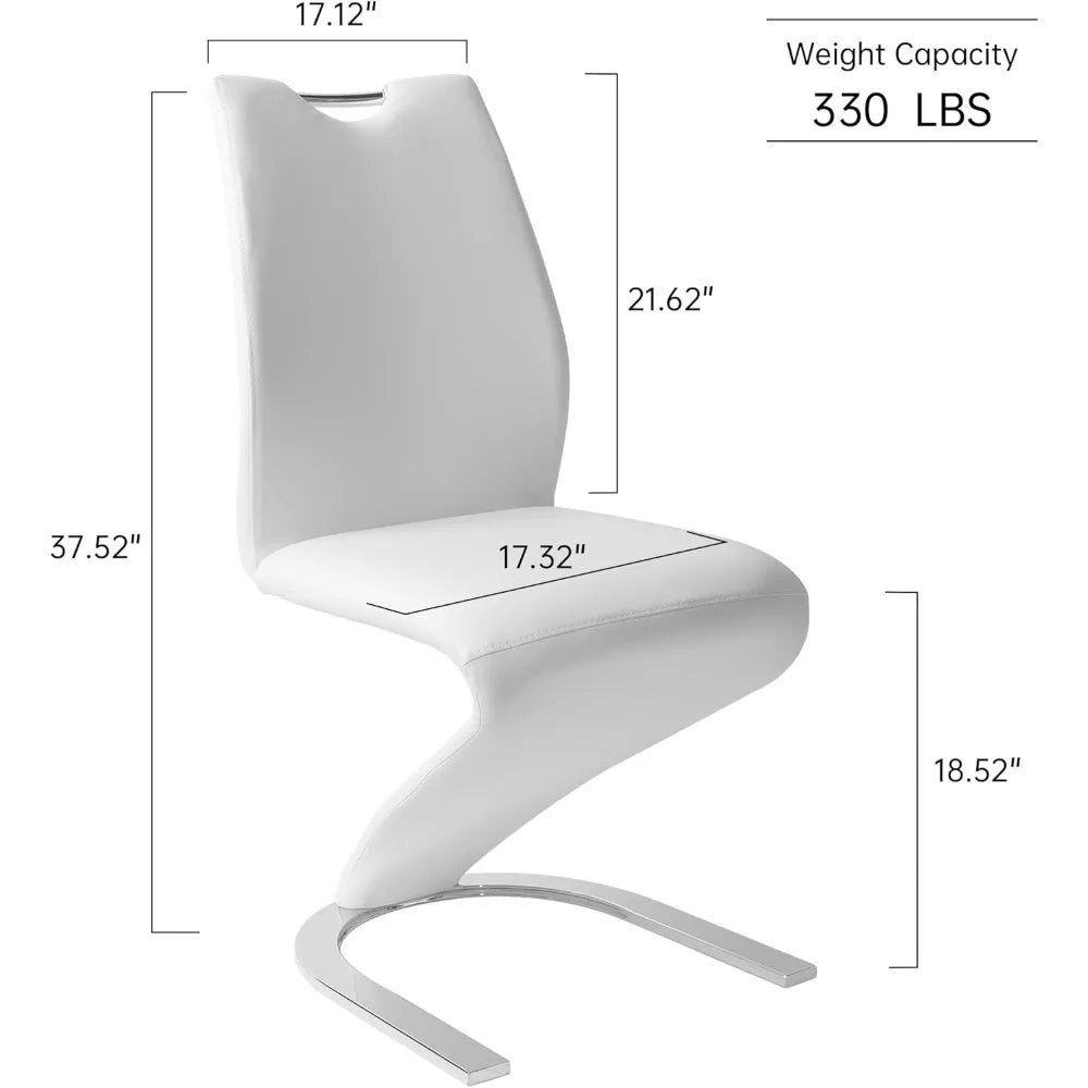 Modern Armless Dining Chairs Set of 2 Upholstered In PU Leather For Kitchen