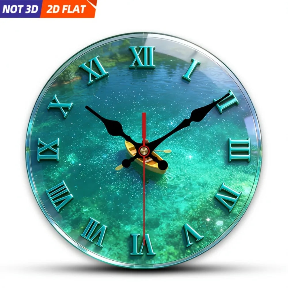XMSJ Silent Water Theme Wooden Wall Clock Home Decor